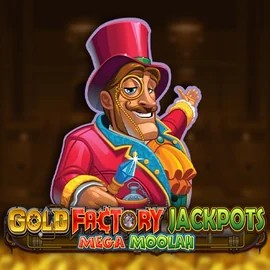 Gold Factory Jackpots Mega Moolah slot logo by Aurum Signature Studios at Zula Casino